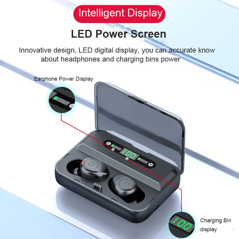 2019 BT wireless earphone talking 4hours TWS 5.0 earbuds with charging case for Amazon - ANKUX.COM