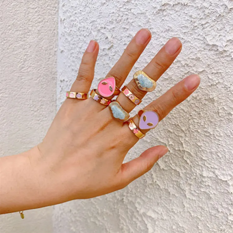 New Arrival Ins Heart Smiley Colorful Ring Fashion Drip Oil Chuncy Rings Macaron Color Finger Ring for Women Girls, Purple, pink, blue, green,white,gold
New Arrival Ins Heart Smiley Colorful Ring Fashion Drip Oil Chuncy Rings Macaron Color Finger Ring for Women Girls, Purple, pink, blue, green,white,gold