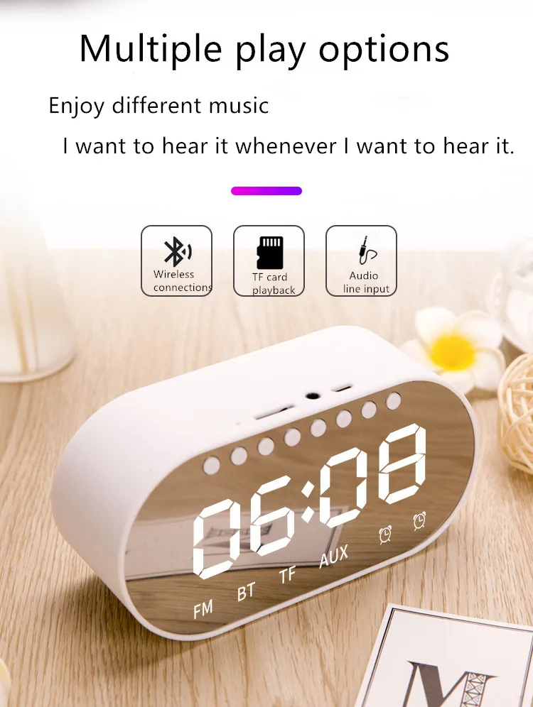 2019 promotional Christmas gift Tablet alarm clock mirror bluetooth speaker with bluetooth version 5.0 - ANKUX.COM