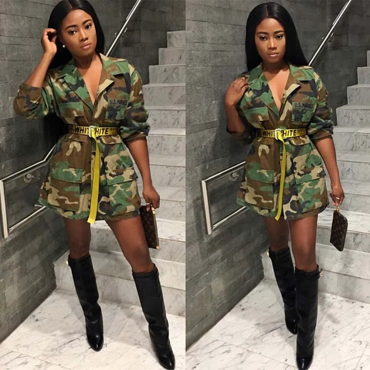 2021 Fashion Custom Women's Green Camouflage long Sleeve US ARMY cargo Coat with pockets
2021 Fashion Custom Women's Green Camouflage long Sleeve US ARMY cargo Coat with pockets