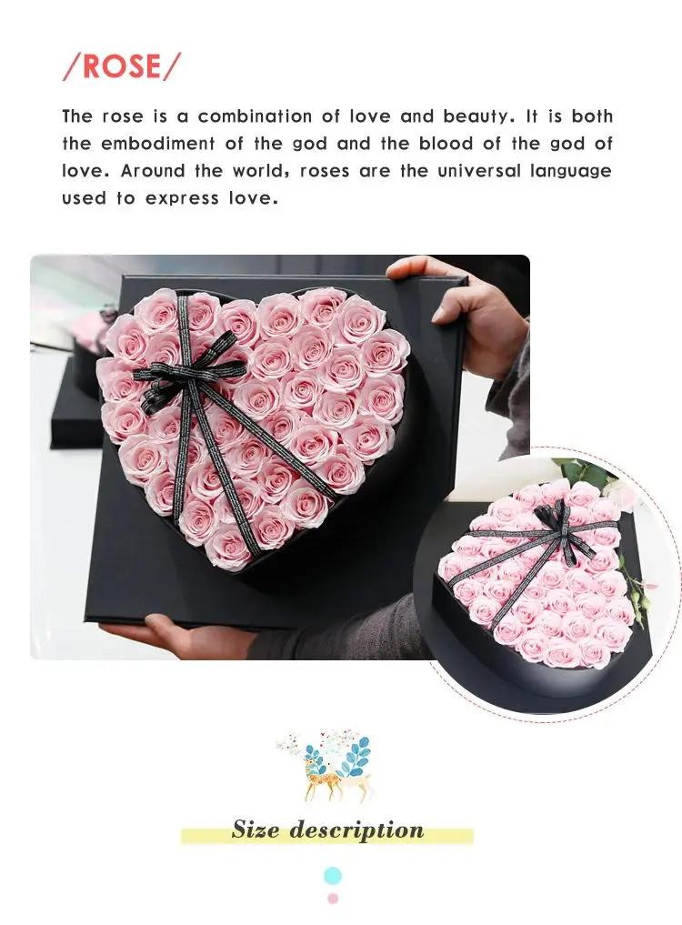 wholesale rose gift eternal rose flowers box heart-shaped gift