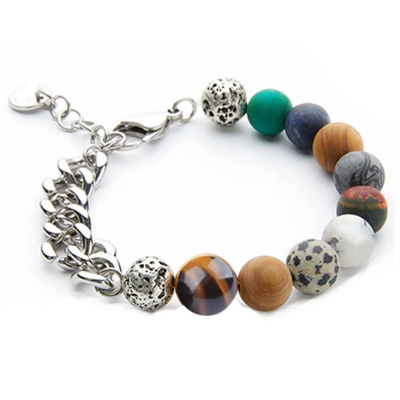 2022 New Charm Planet Beaded Stainless Steel Chain Gold Silver Bracelet Men Women Chakra Stone Bead Bracelets
2022 New Charm Planet Beaded Stainless Steel Chain Gold Silver Bracelet Men Women Chakra Stone Bead Bracelets