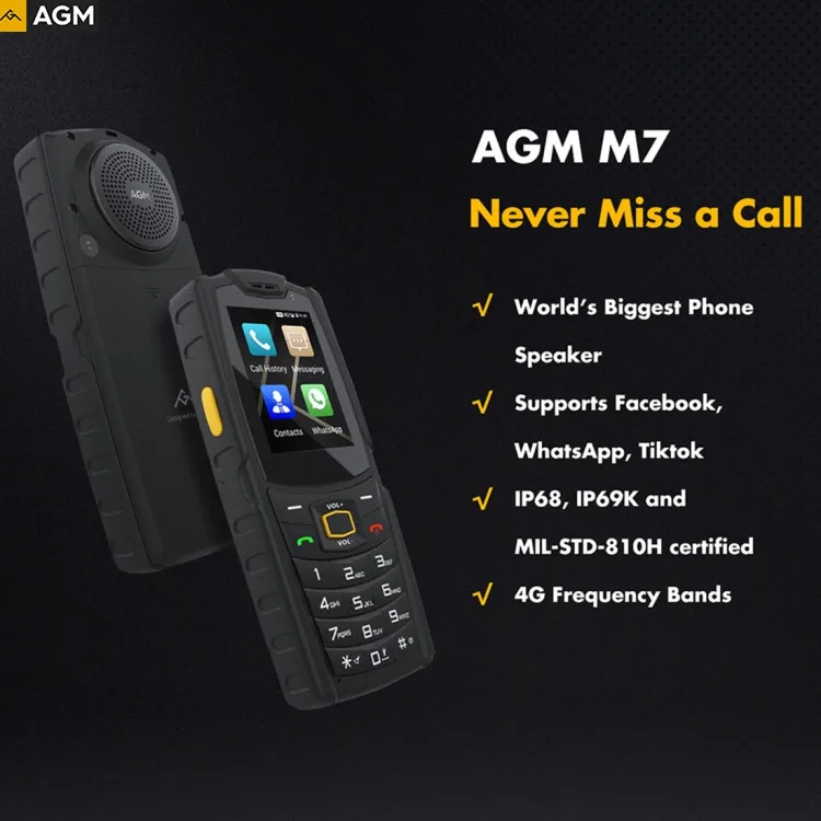 Dropshipping AGM M7 Mini Mobile ip68 Cellphone 2.4 inch World's Big Phone Speaker 4G Network Mobile Phone for Elderly
Dropshipping AGM M7 Mini Mobile ip68 Cellphone 2.4 inch World's Big Phone Speaker 4G Network Mobile Phone for Elderly