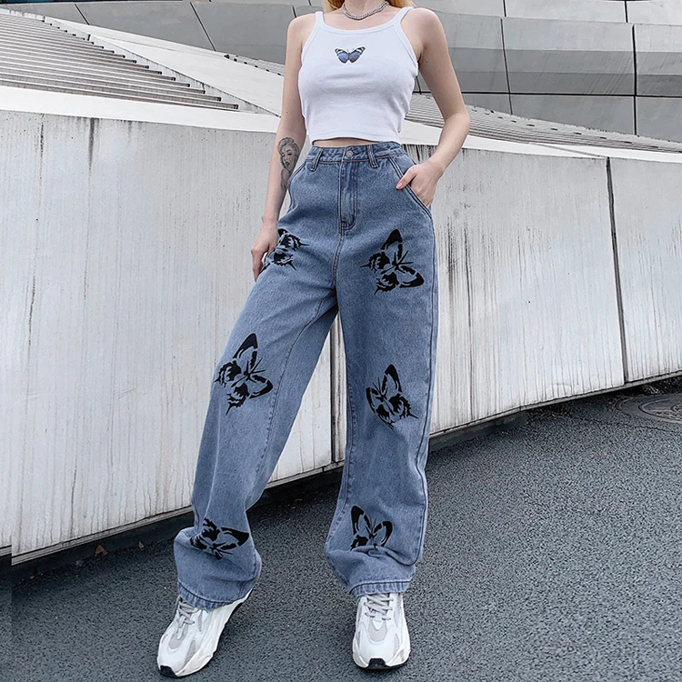 Baggy Jeans Women Wide Leg Butterfly Print Denim Jean Womens Fashion Casual High Waisted Pant Pockets Hip Hop Zipper Pants Girls, As the pictures
Baggy Jeans Women Wide Leg Butterfly Print Denim Jean Womens Fashion Casual High Waisted Pant Pockets Hip Hop Zipper Pants Girls, As the pictures