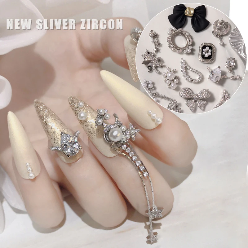 Paso Sico Luxury Silver Bow Wings Nail Chain Zircon Metal Alloy Charms Nail Decals for 3D Nail Art Products
Paso Sico Luxury Silver Bow Wings Nail Chain Zircon Metal Alloy Charms Nail Decals for 3D Nail Art Products
