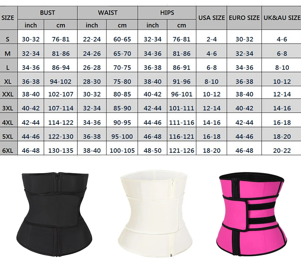 Abdominal Belt High Compression Zipper Latex Waist Corset Body Sweat Waist Trainer,Black,XXS