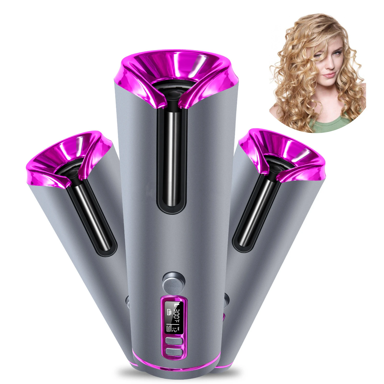 LED Display Temperature Adjustable styling tool Cordless Automatic Rotating Hair Curler USB Rechargeable Curling Iron, Black/white/customized
LED Display Temperature Adjustable styling tool Cordless Automatic Rotating Hair Curler USB Rechargeable Curling Iron, Black/white/customized