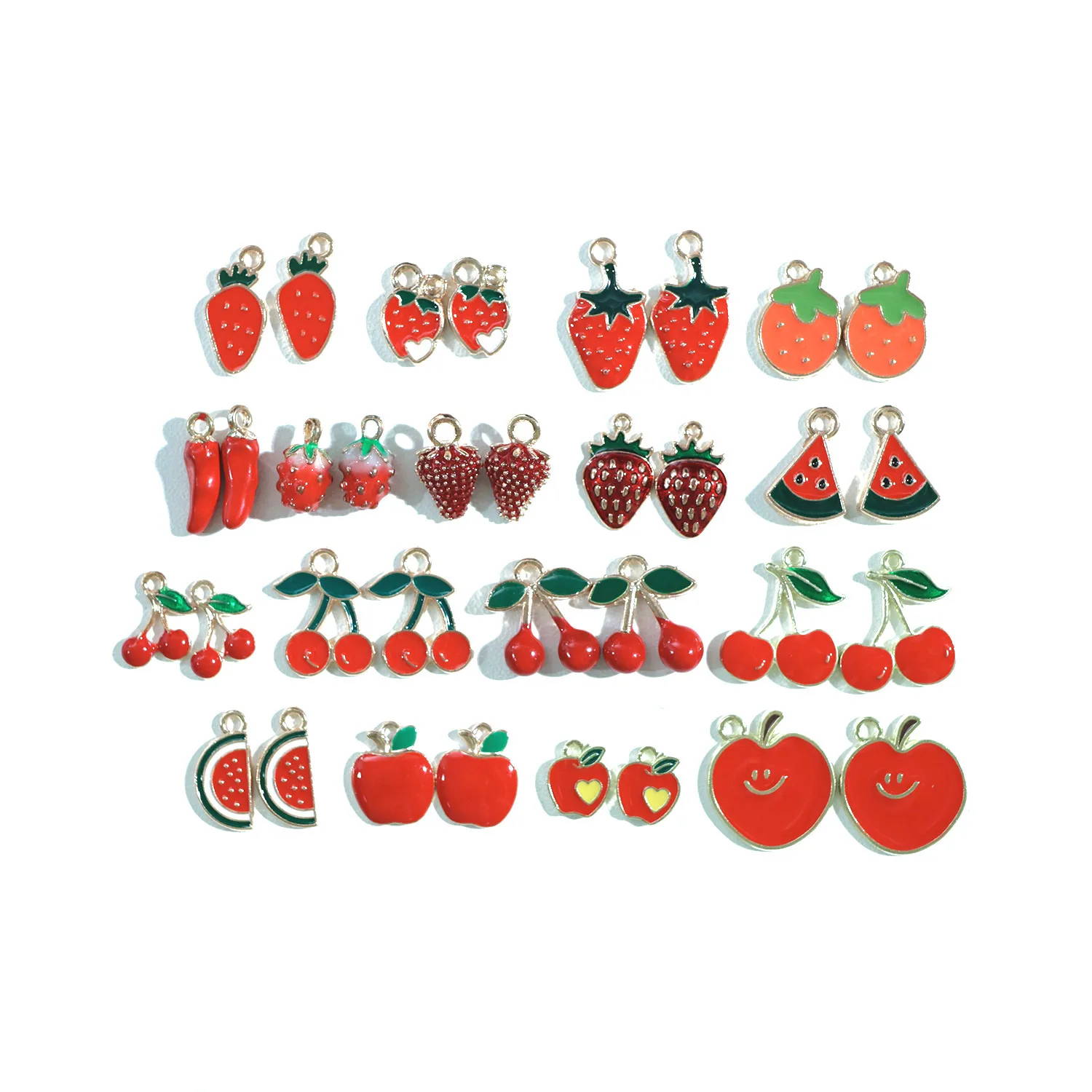 Enamel Alloy Cherry Apple Fruit Vegetable Charms Pendant for Earrings Bracelet Keychain
Enamel Alloy Cherry Apple Fruit Vegetable Charms Pendant for Earrings Bracelet Keychain
