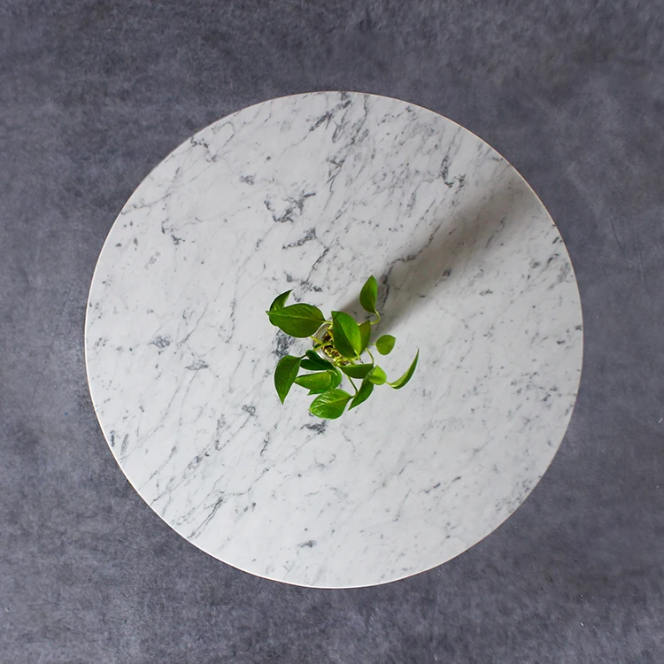 Custom Made Carrara White Marble Round Coffee Table Side Table For Furniture