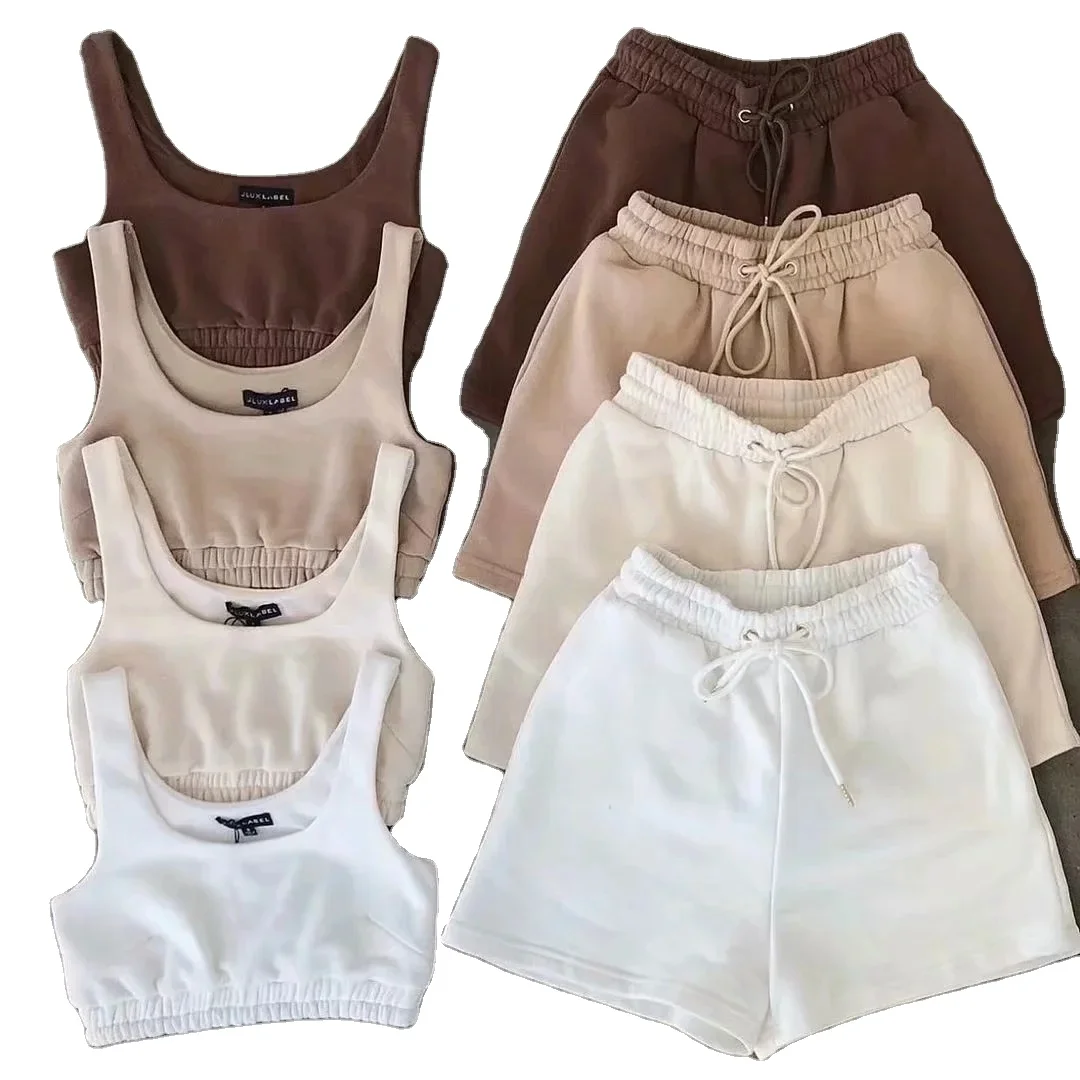 2021 Woman pants casual Terry cloth loose pocket and shorts Drawstring hot selling crop top vest two piece set women clothing, As picture
2021 Woman pants casual Terry cloth loose pocket and shorts Drawstring hot selling crop top vest two piece set women clothing, As picture