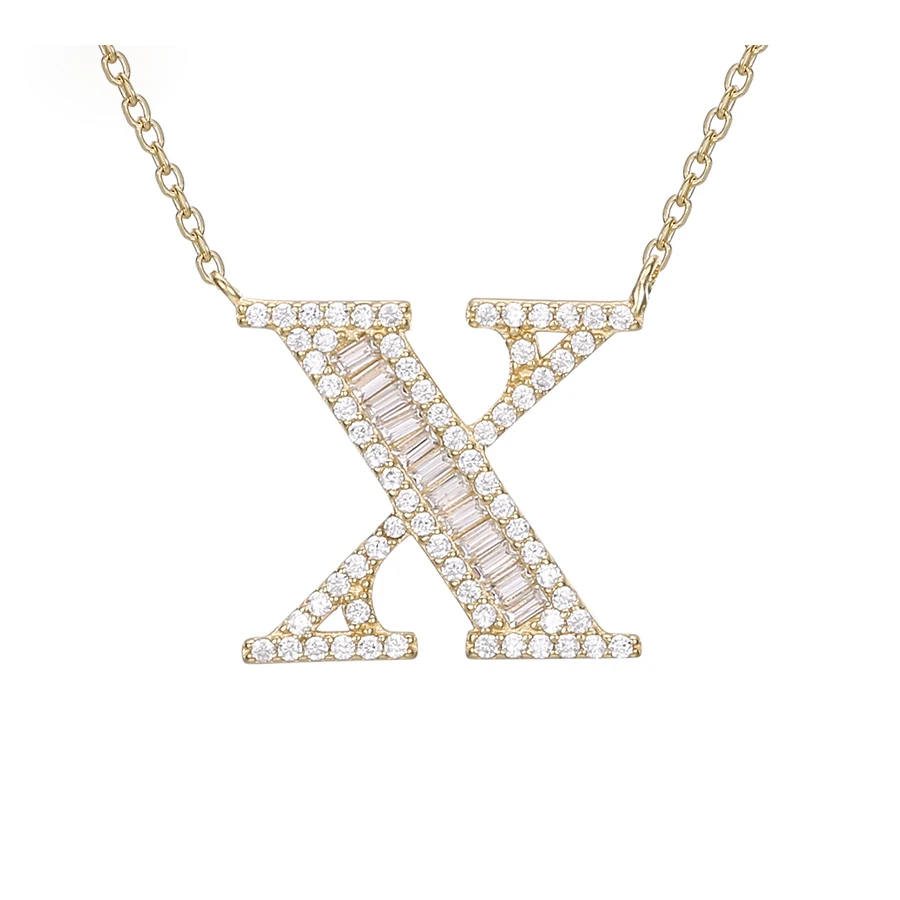 01078 Xuping Cool and handsome letter X New Two-Tone Platinum plated alphabet Necklace with Small Cubic Zirconia
01078 Xuping Cool and handsome letter X New Two-Tone Platinum plated alphabet Necklace with Small Cubic Zirconia