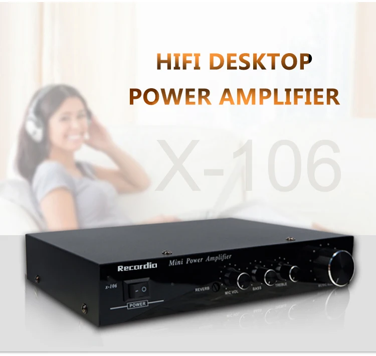 GAP-106 2 channel professional mini power amplifier with microphone port for family karaoke 
GAP-106 2 channel professional mini power amplifier with microphone port for family karaoke