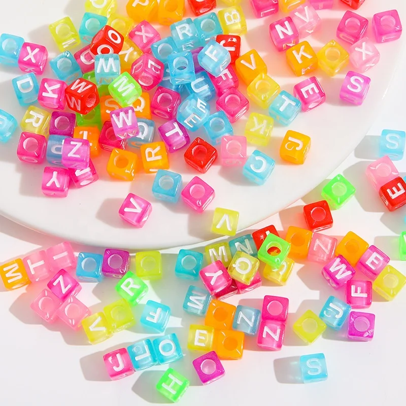Acrylic square letter beads transparent wash color letters beads for diy jewelry making
Acrylic square letter beads transparent wash color letters beads for diy jewelry making