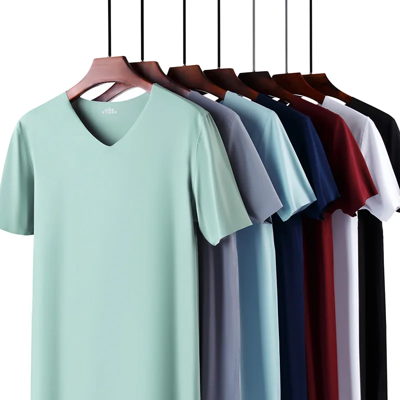 Hot sale men's summer solid color ice silk t shirt v neck seamless short sleeved breathable sports running men's t shirts
Hot sale men's summer solid color ice silk t shirt v neck seamless short sleeved breathable sports running men's t shirts