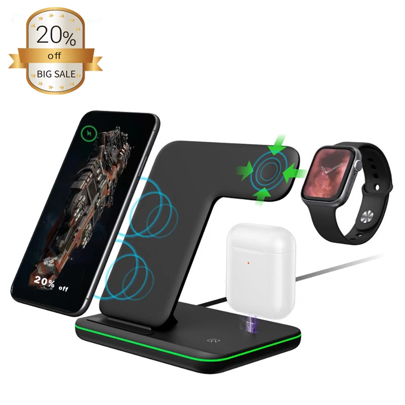 Dropshipping Amazon best seller 3 In 1 Wireless Charging Station Mobile Phone Wireless 3 in 1 Charger with LED light
Dropshipping Amazon best seller 3 In 1 Wireless Charging Station Mobile Phone Wireless 3 in 1 Charger with LED light