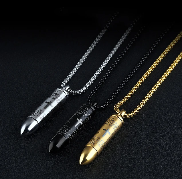 Wholesale stainless steel men necklace bullet pendant classic cross titanium steel men necklace, Gold/black/steel
Wholesale stainless steel men necklace bullet pendant classic cross titanium steel men necklace, Gold/black/steel