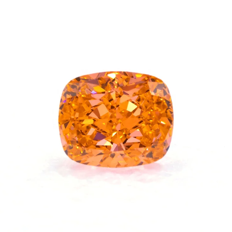 

Redleaf Popular Product Crushed Ice Cut Loose CZ Stone Elonged Cushion Cut Morganite Orange Cubic Zirconia Gemstone