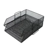 Wideny Office Suppliers Wire Metal Desk Organizer stackable Paper Document letter Tray Black Mesh 2-tier Folding File Tray