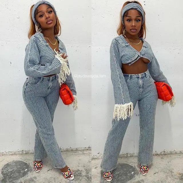 2022 Spring Woman Clothes New Arrivals Women Denim Pants And Top Set Trending Patchwork Two Piece Crop Top Pants Set, Picture
2022 Spring Woman Clothes New Arrivals Women Denim Pants And Top Set Trending Patchwork Two Piece Crop Top Pants Set, Picture