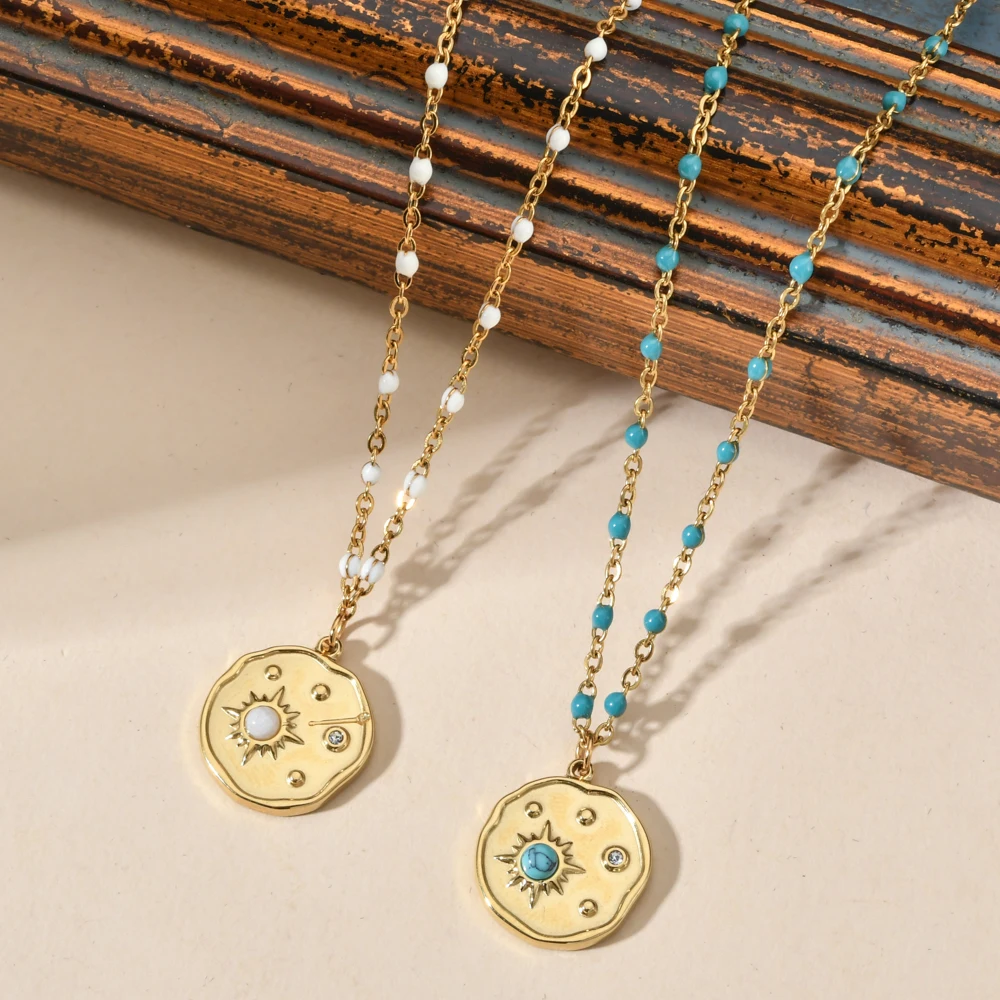 Vintage The Sun Pendant Necklaces For Women Stainless Steel Sunrise Moon Charm Choker Necklace Bohemian Wedding Jewelry
Vintage The Sun Pendant Necklaces For Women Stainless Steel Sunrise Moon Charm Choker Necklace Bohemian Wedding Jewelry