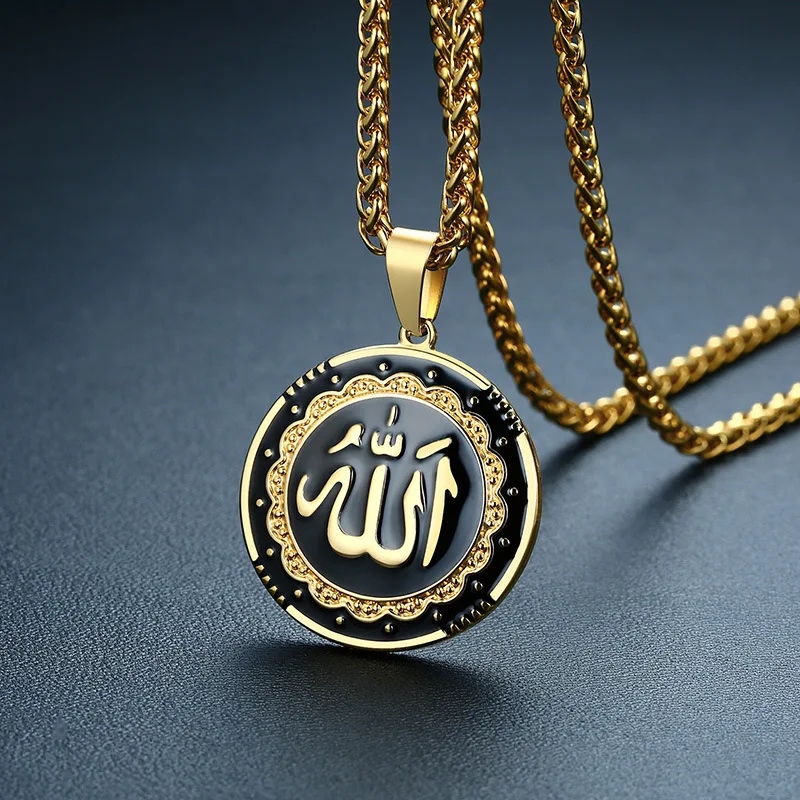 RFJEWEL Wholesale hot selling Allah pendant necklace 18k gold black silver stainless steel jewelry necklace for men
RFJEWEL Wholesale hot selling Allah pendant necklace 18k gold black silver stainless steel jewelry necklace for men
