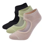 Wholesale cotton anti-slip colorful grip pilates soft ankle knitted Ribbon Yoga Socks
