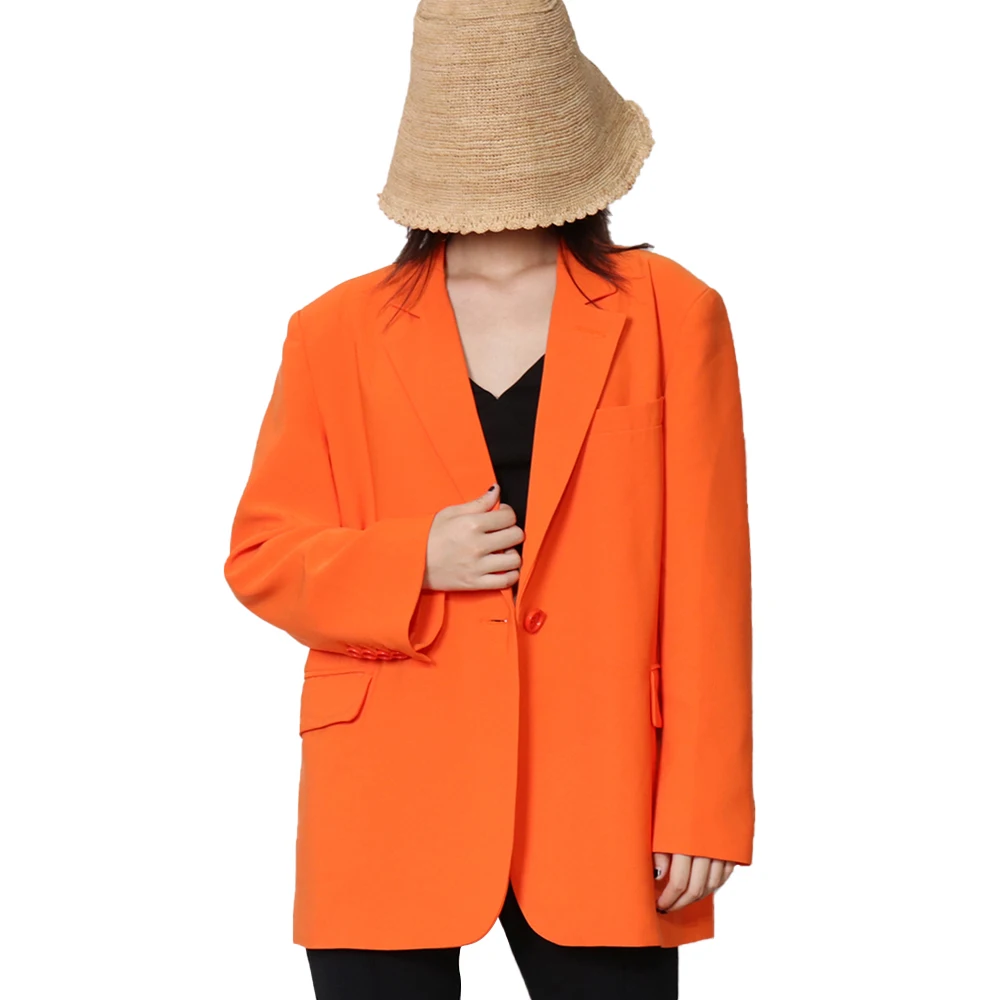TWOTWINSTYLE Temperament Solid Orange Minimalist Patchwork Pocket Ladies Blazer
TWOTWINSTYLE Temperament Solid Orange Minimalist Patchwork Pocket Ladies Blazer