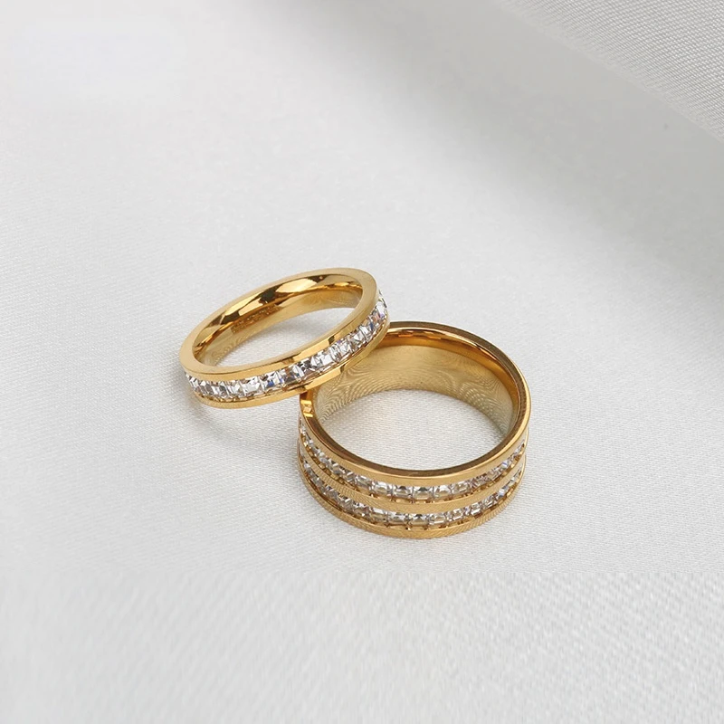 Fashion Tarnish Free Double Layer 18K Gold Plated Zircon Ring Stainless Steel Full Diamond Finger Rings Jewelry YF2723
Fashion Tarnish Free Double Layer 18K Gold Plated Zircon Ring Stainless Steel Full Diamond Finger Rings Jewelry YF2723