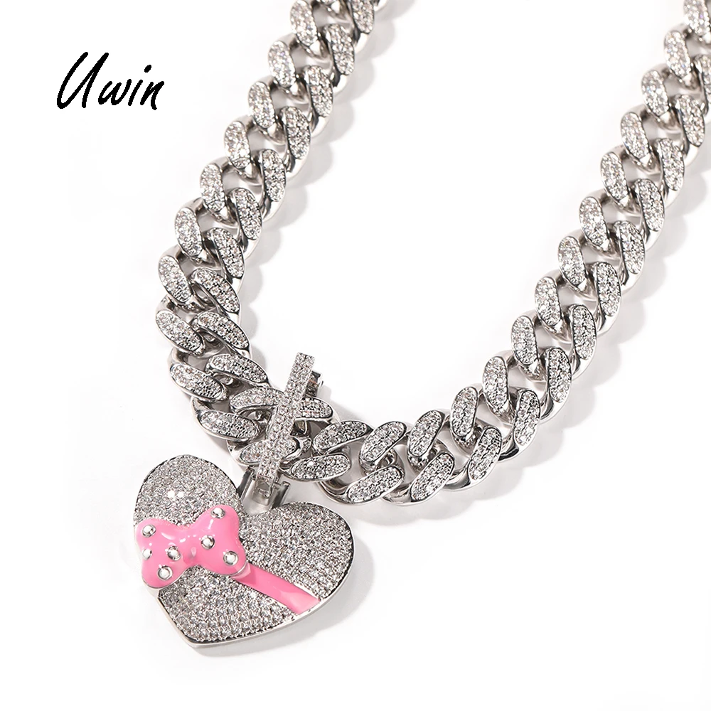 Hip Hop Full Iced Out Bag Shape Heart Shape Pendant Necklace With 12mm CZ Cuban Chains Pink Oil Pendant for Women Man, Pink, clear
Hip Hop Full Iced Out Bag Shape Heart Shape Pendant Necklace With 12mm CZ Cuban Chains Pink Oil Pendant for Women Man, Pink, clear