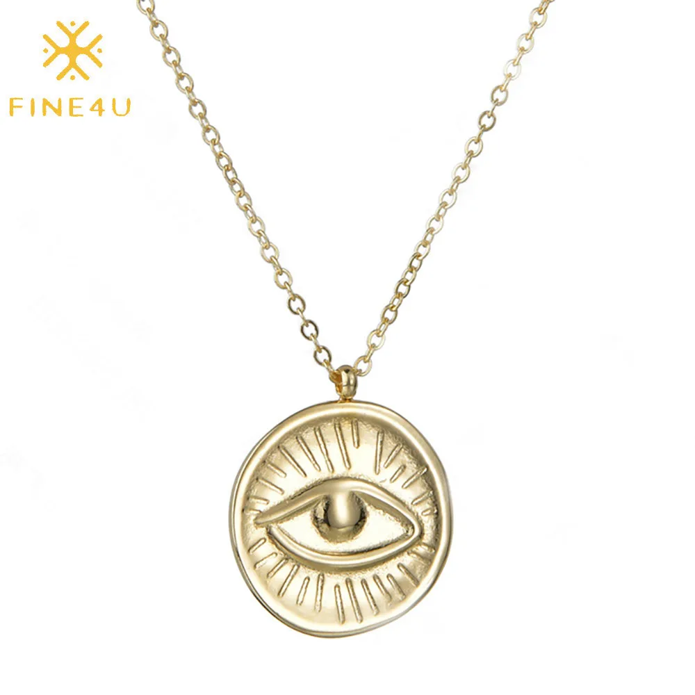 Fashionable stainless steel round coin engraved disc gold plated pendant eye necklace
Fashionable stainless steel round coin engraved disc gold plated pendant eye necklace
