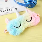 Manufacturers can customize the stereo unicorn under eye mask cute cartoon plush color hair sleep travel mask for sleep