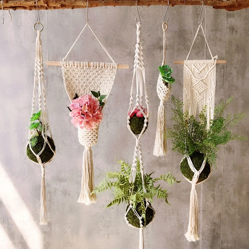 5-pack macrame plant hangers handmade macrame plant hangers set interior decor, Different colors
5-pack macrame plant hangers handmade macrame plant hangers set interior decor, Different colors