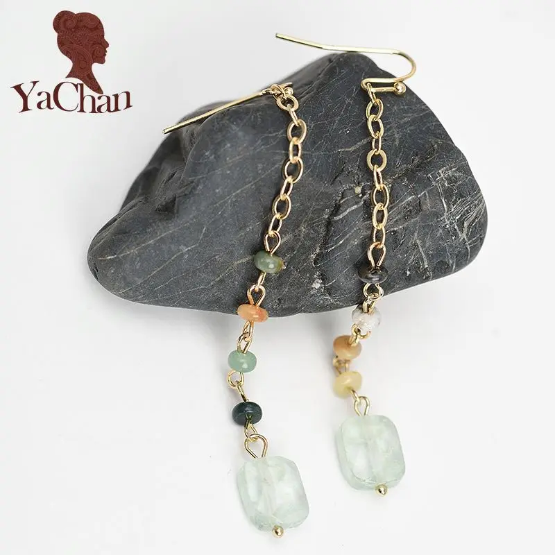 Natural stone drop earrings handmade long dangle earrings party gift jewelry for women, Shiny gold
Natural stone drop earrings handmade long dangle earrings party gift jewelry for women, Shiny gold