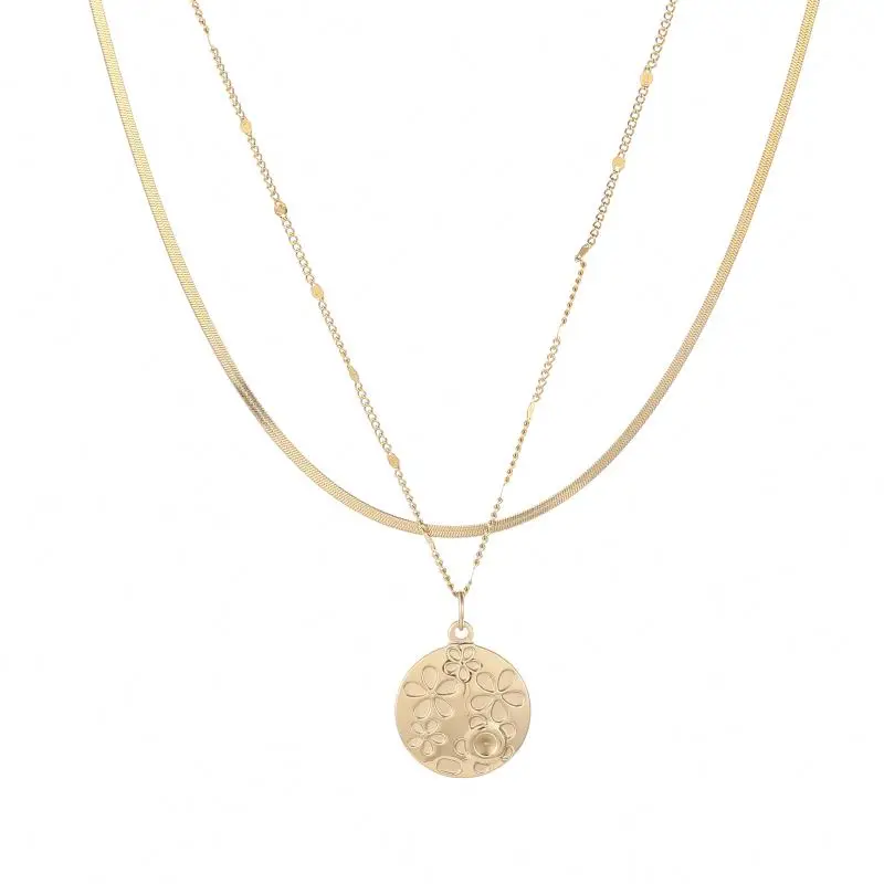 Manufacturer Wholesale High Quality Stainless Steel Gold Plated Flower Pattern Round Pendant Layered Necklace
Manufacturer Wholesale High Quality Stainless Steel Gold Plated Flower Pattern Round Pendant Layered Necklace
