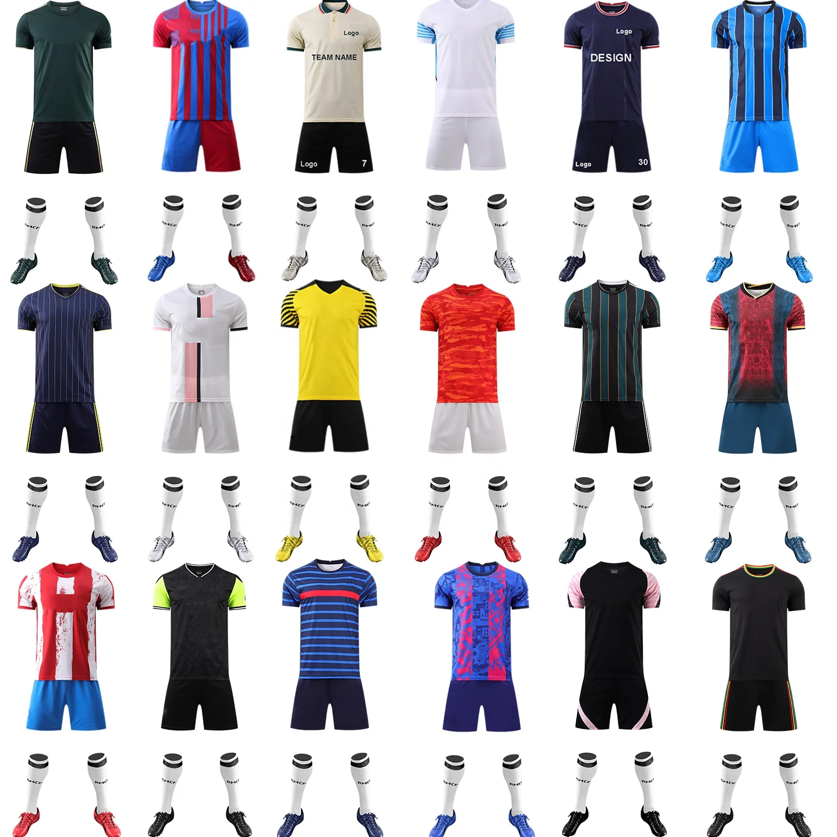 High Quality 100%Polyester Customized Logo Design Soccer Jersey Team Multi-color short sleeve Soccer Uniform, Picture color
High Quality 100%Polyester Customized Logo Design Soccer Jersey Team Multi-color short sleeve Soccer Uniform, Picture color
