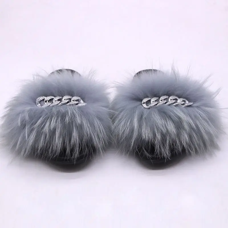 Fox sandals fluffy fur slippers fluffy slippers diamond chain fur slippers women ladies, Customized color
Fox sandals fluffy fur slippers fluffy slippers diamond chain fur slippers women ladies, Customized color