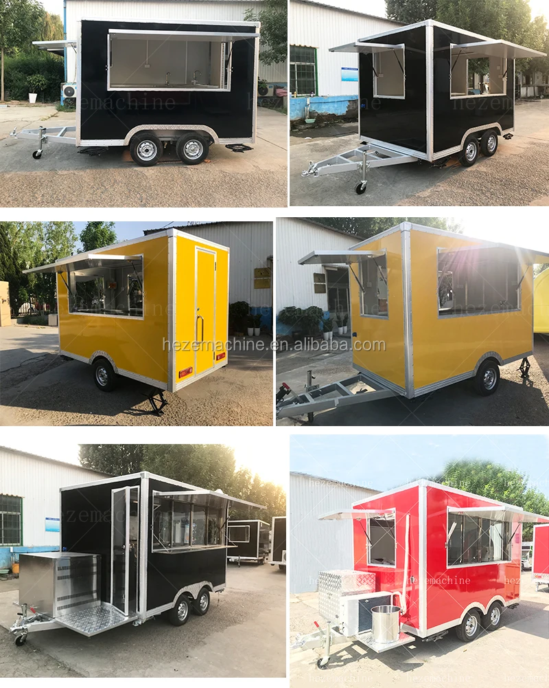 Customized Food Truck Rolling Cart Fast Food Machine Snow Cone Trailer