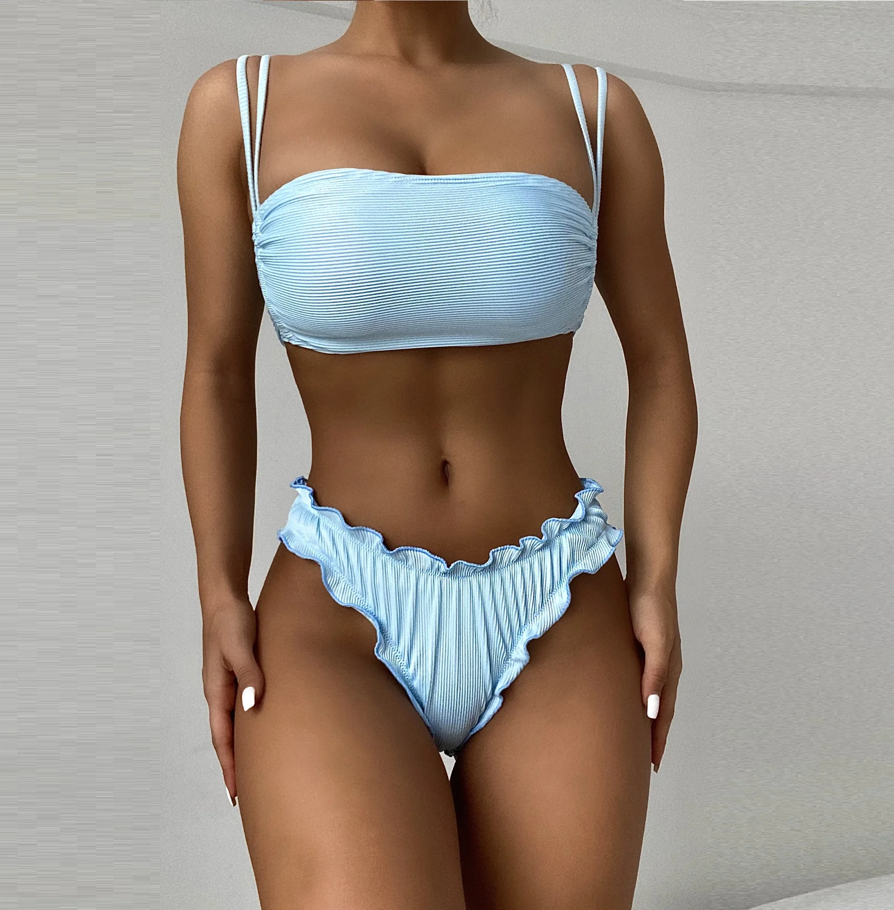 Baby Blue Girls Sexy Bikini Ruffle Lace Ribbed Wholesales Swimsuit for Women Bikini 2021 Swimwear & Beachwear, As pitures/customized colors
Baby Blue Girls Sexy Bikini Ruffle Lace Ribbed Wholesales Swimsuit for Women Bikini 2021 Swimwear & Beachwear, As pitures/customized colors
