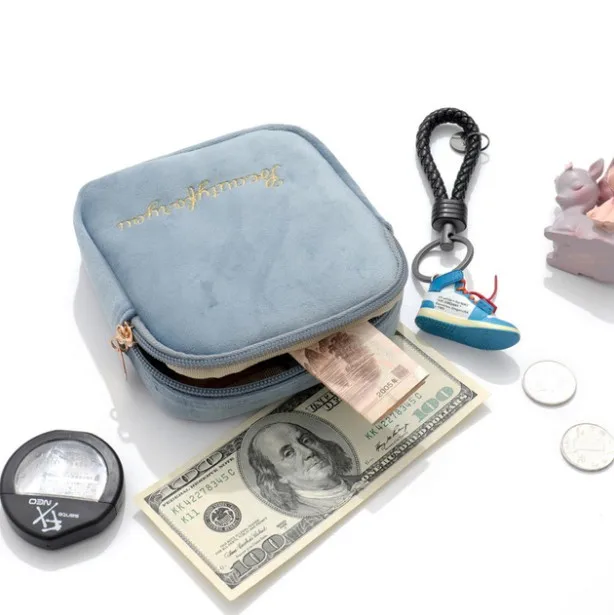korea style factory stock customized logo embroidered velvet Mini Coin Pouch sanitary napkins pouch quartet bag
korea style factory stock customized logo embroidered velvet Mini Coin Pouch sanitary napkins pouch quartet bag