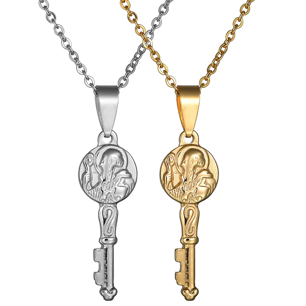 Religious jewelry Jesus cross gold plated stainless steel pendant key necklace, Steel, gold
Religious jewelry Jesus cross gold plated stainless steel pendant key necklace, Steel, gold