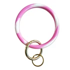 Fashion Silicone Circle Key Holder Bracelet Matte Coloured Silicone Bracelet Keychain