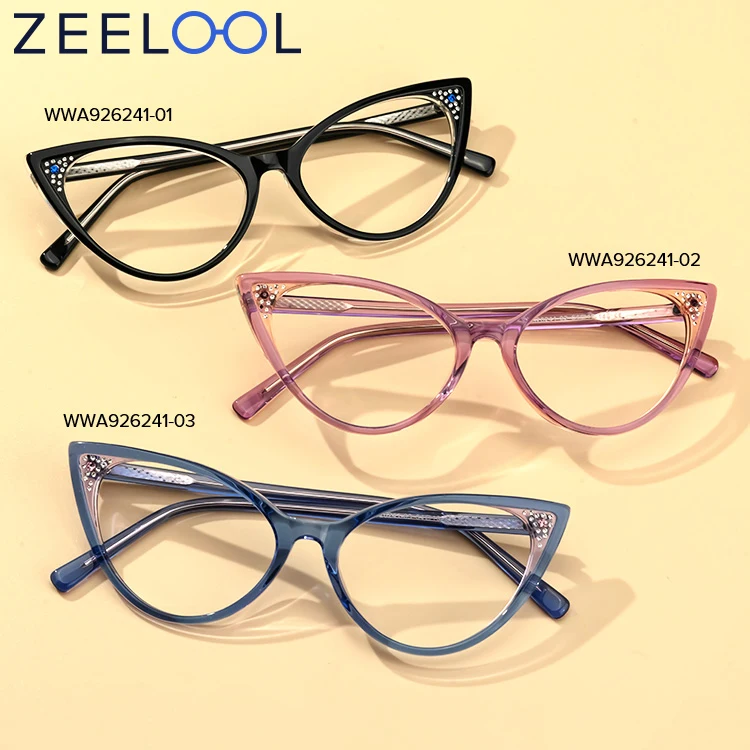 Zeelool black pink blue bling rhinestone Wholesale Cateye Acetate Frames Colorful Italy Eyewear Optical Glasses Frames In Stock
Zeelool black pink blue bling rhinestone Wholesale Cateye Acetate Frames Colorful Italy Eyewear Optical Glasses Frames In Stock