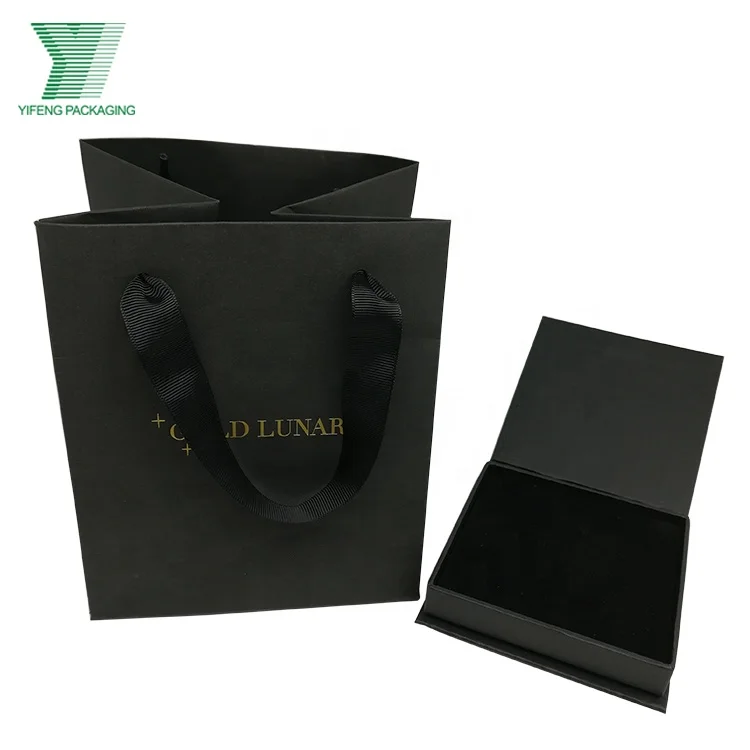 Luxury black gift paper bag custom printed logo for clothes shopping gift jewelry packaging with ribbon handles
Luxury black gift paper bag custom printed logo for clothes shopping gift jewelry packaging with ribbon handles