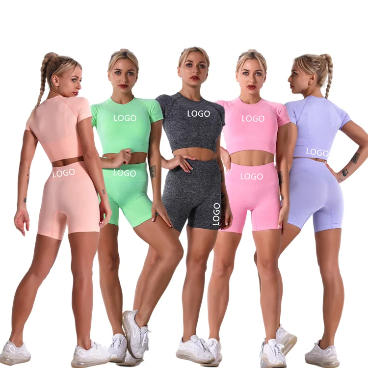 Two Pieces Set Woman SportswearCustom Logo Wear Workout Clothing fitness seamless yoga short top gym shorts set, Customized colors accept
Two Pieces Set Woman SportswearCustom Logo Wear Workout Clothing fitness seamless yoga short top gym shorts set, Customized colors accept