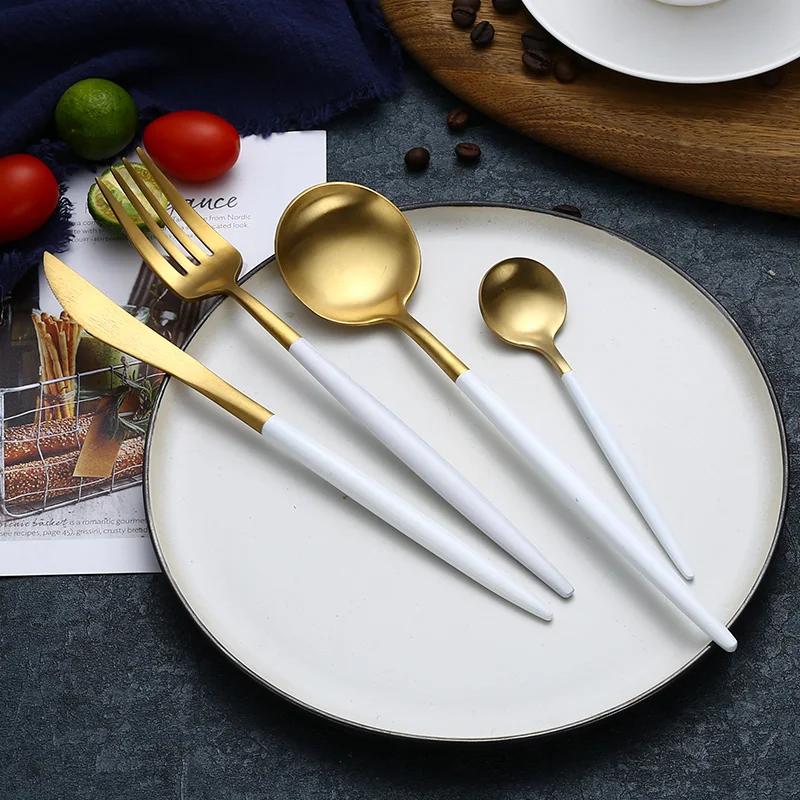 Thicken Portugal Stainless Steel Cutlery Set Spoon Fork and Knife for Dinner Flatware Set, Silver/gold/rose gold/rainbow/black/blue
Thicken Portugal Stainless Steel Cutlery Set Spoon Fork and Knife for Dinner Flatware Set, Silver/gold/rose gold/rainbow/black/blue