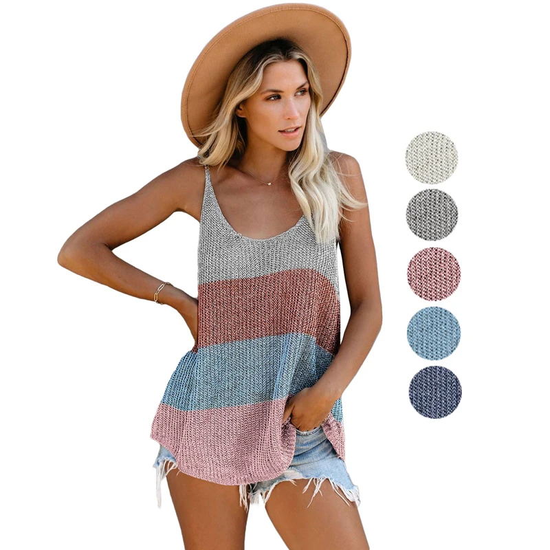 Good Quality Tendy Desgin Daywear Casual Loose Color Block Knitted Cami Women Tank Tops
Good Quality Tendy Desgin Daywear Casual Loose Color Block Knitted Cami Women Tank Tops