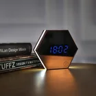 Portable Korean Modern LED Digital Mirror USB Charge Alarm Clock Makeup Mirror