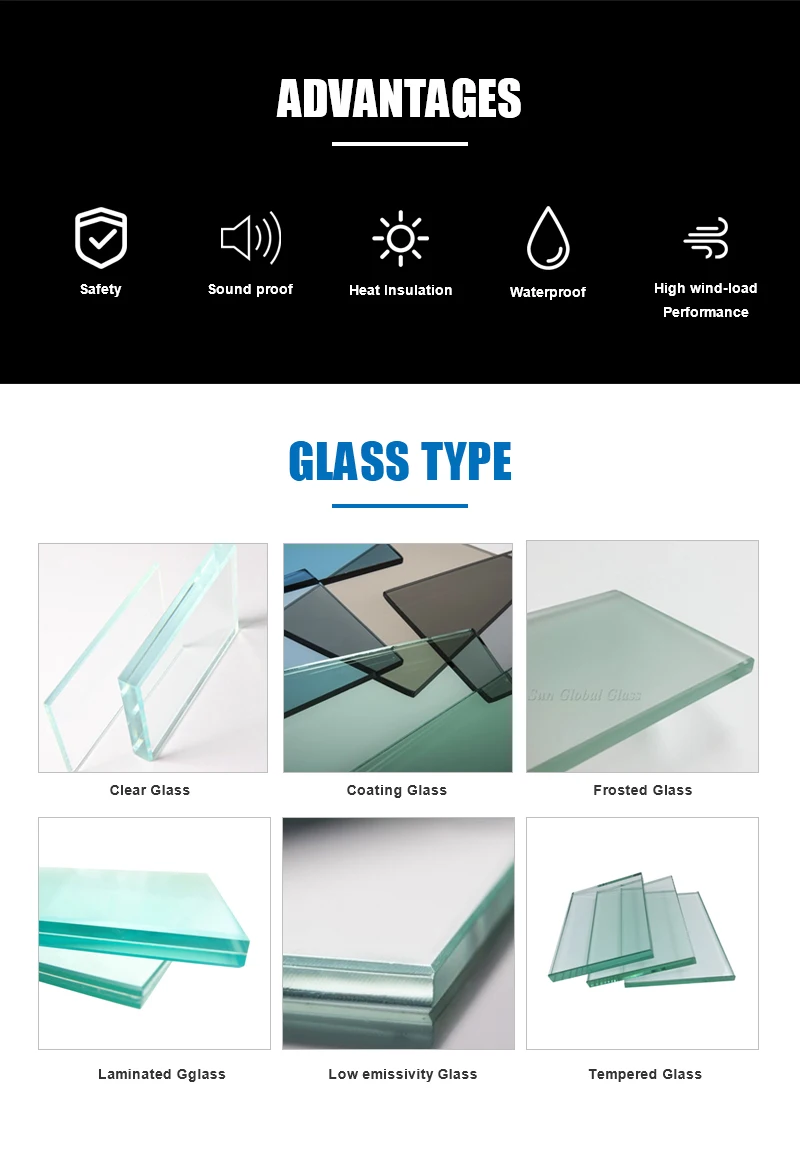 Hurricane Proof Temper Double Glaze Glass Grill Design Aluminium Sliding Windows For Balcony