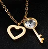 stainless steel Spiral woven knot Diamond Key Pendant lock lucky open pendant charms with necklace chain fashion hottest jewelry
