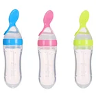 Amazon Hot Selling BPA Free 90ml Silicone Baby Food Squeeze Bottle Feeder Spoon/Feeding Spoon Dispenser